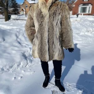 Real coyote fur car coat.